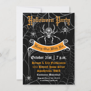 Elegant spindel Halloween-fest-inbjudan Inbjudningar