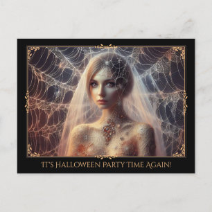 Elegant Spindelnät Girl Halloween Postcard Inbjuda Vykort