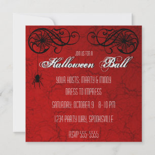 Elegant Spindelnät Halloween Boll-partiinbjudan Inbjudningar