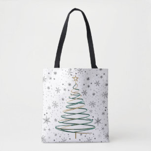Elegant Spiral Julgran Tote Bag Tygkasse