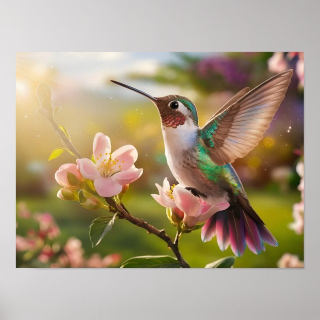 Elegant Spirit Animal: Hummingbird in Flight Poster (Framsidan)