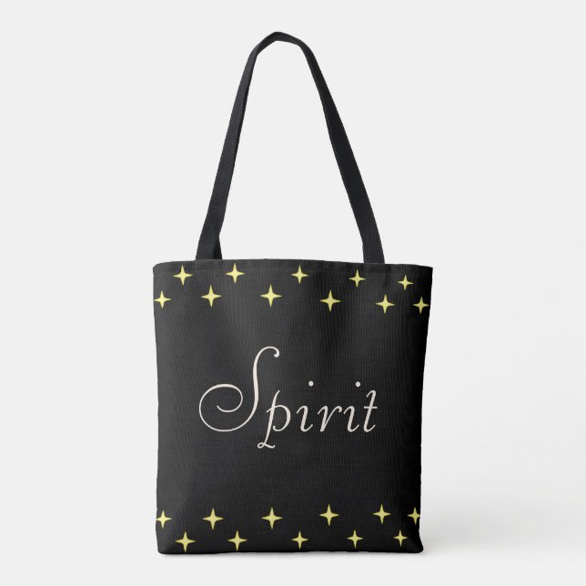 Elegant Spirit Calligraphy & Stars on Black Tygkasse (Baksida)