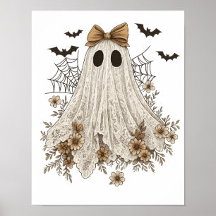 Elegant spökgestalt i spets med rosett Blommig s Poster