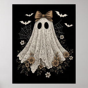 Elegant spökgestalt i spets med rosett Blommig s Poster