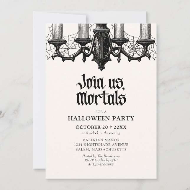 Elegant spöklik Halloweenfest Inbjudningar (Framsida)