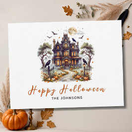 Elegant Spökmanor Glad Halloween Vykort