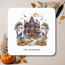 Elegant Spökmanor Halloween Fyrkantigt Klistermärke