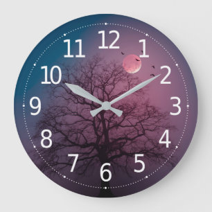 Elegant Spooky Halloween Theme Tree Moon Artwork Stor Klocka