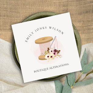 Elegant Spool Nål Watercolor Flora Tailor Fyrkantigt Visitkort