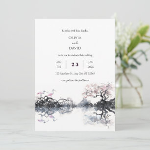 Elegant Spoonbill par Watercolor Beach Wedding Inbjudningar