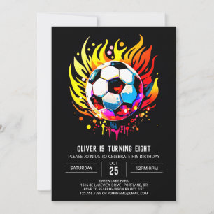 Elegant Sports Printable Soccer Birthday Inbjudningar