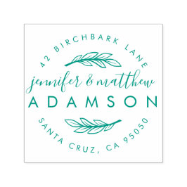 Elegant Sprig Bröllop Couple Returadress Självfärgande Stämpel