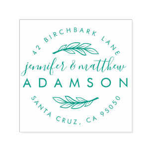 Elegant Sprig Bröllop Couple Returadress Självfärgande Stämpel