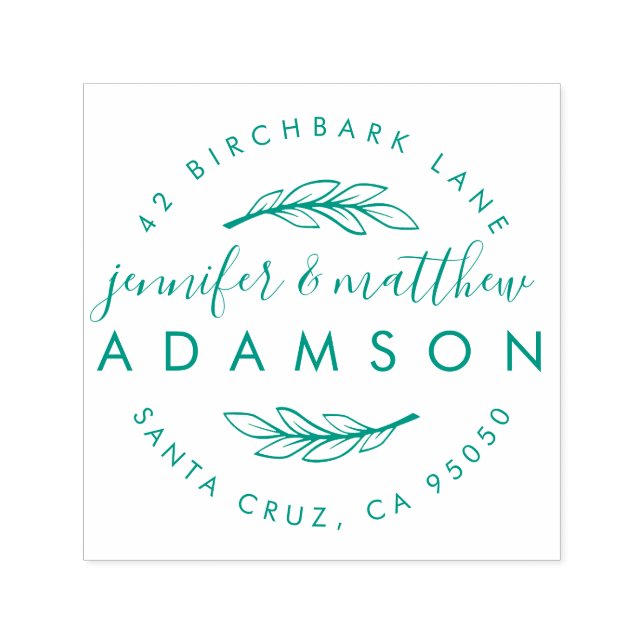 Elegant Sprig Bröllop Couple Returadress Självfärgande Stämpel (Design)