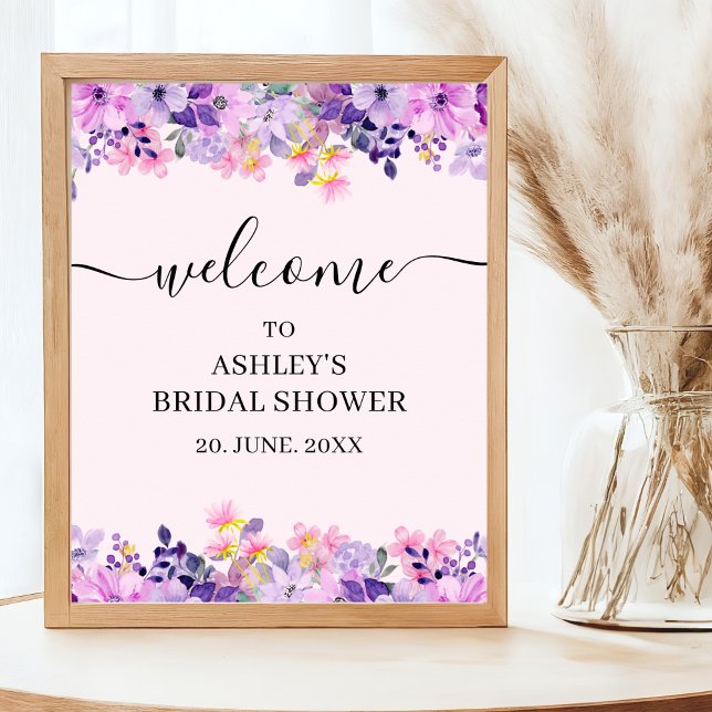 Elegant Spring Bridal Shower with Purple Flowers Poster (Skapare uppladdad)
