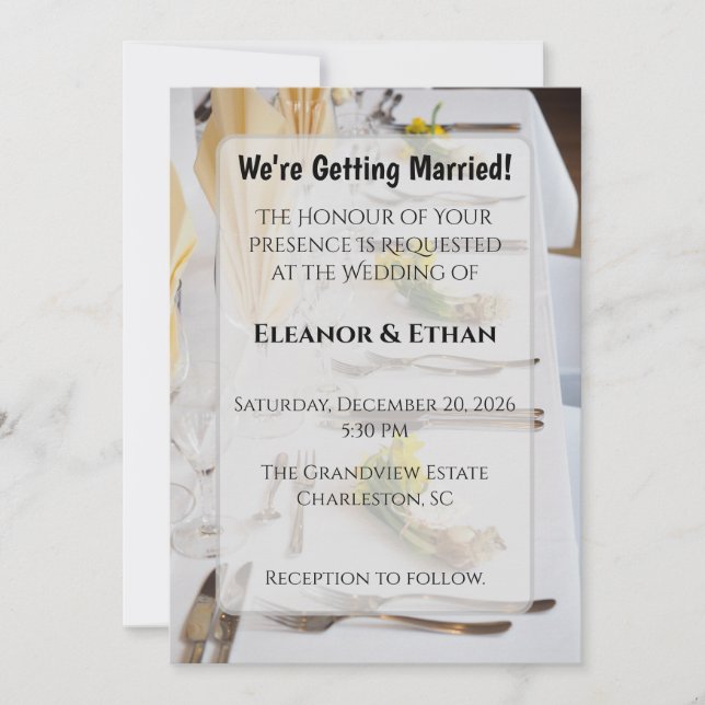 Elegant Spring Daffodil Place Setting Formal Weddi Inbjudningar (Framsida)