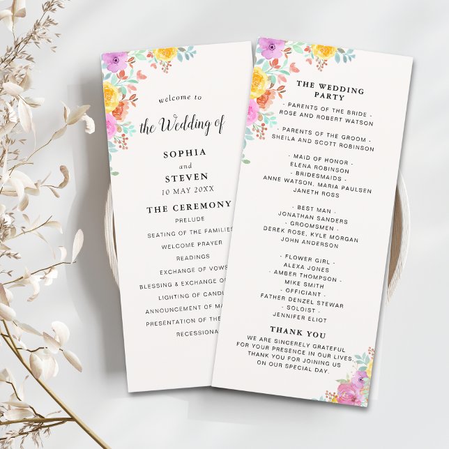 Elegant Spring Flowers Botanical Wedding Program (Skapare uppladdad)