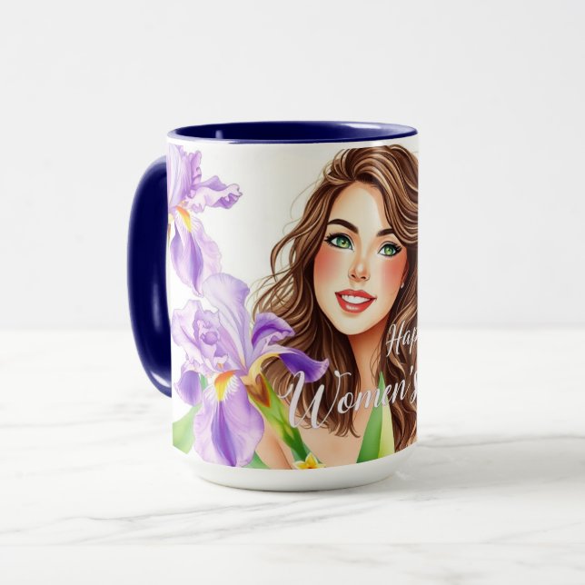 Elegant Spring Iris Floral IWD Gift Mugg (Framsida vänster)