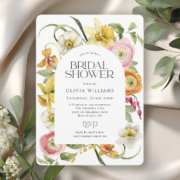 Elegant Spring Watercolor Floral Bridal Shower Inbjudningar