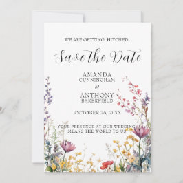 Elegant Spring Wild Flowers Wedding Save the Date  Spara Datumet
