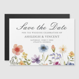 Elegant Spring Wildflowers Save the Date Magnetisk Inbjudningskort