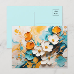 Elegant Springtime Blommigt Oil Acrylic Vykort