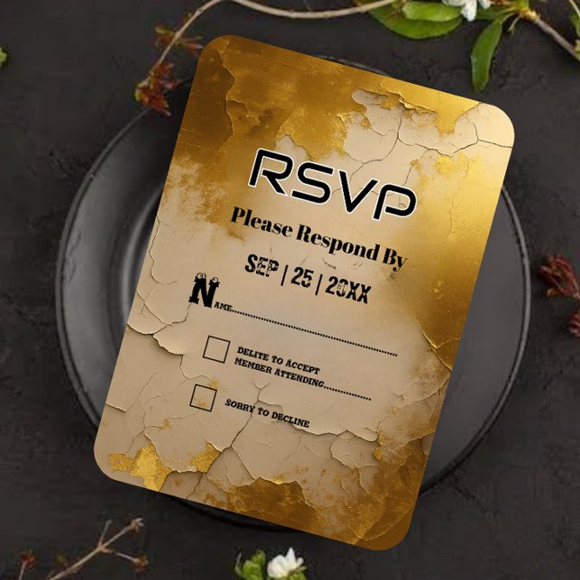 Elegant sprucken guld folie bröllops RSVP-kort OSA Kort (Skapare uppladdad)