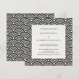 Elegant Square Black and White Patterned Bröllop Inbjudningar