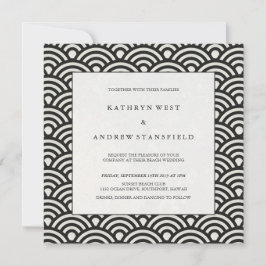 Elegant Square Black and White Patterned Bröllop Inbjudningar