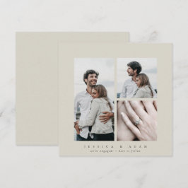 Elegant Square Multi Photo Förlovning-meddelande