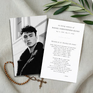 Elegant St. Francis Photo Prayer Card Visitkort
