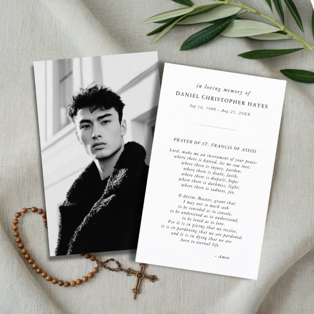 Elegant St. Francis Photo Prayer Card Visitkort (Skapare uppladdad)