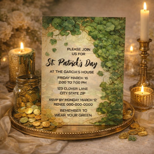 Elegant St. Patrick's Day grön klöver inbjudan