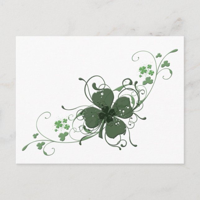 Elegant St. Patrick's Day Shamrock Design Art Vykort (Framsida)