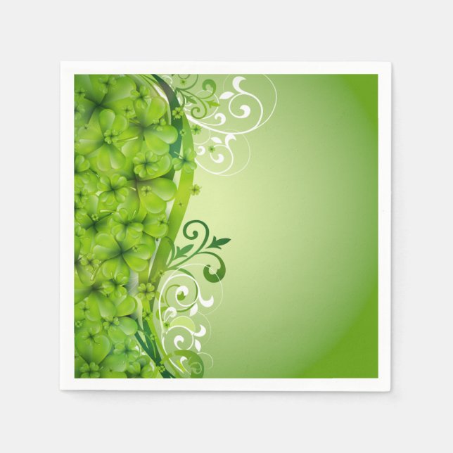 Elegant St. Patrick's Day Shamrocks and Scrollss Pappersservett (Framsidan)