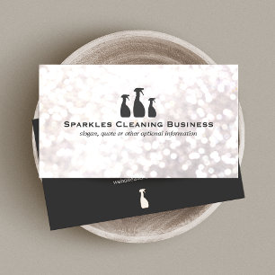 Elegant Städning Service White Bokeh Visitkort