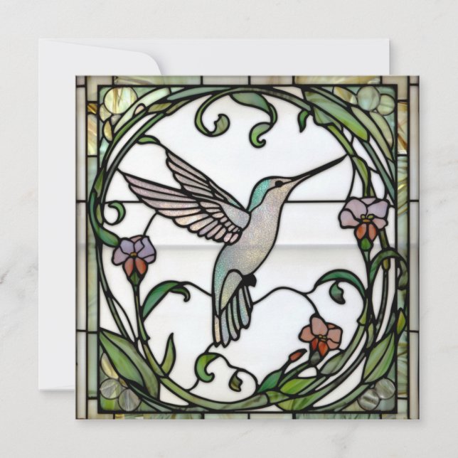 Elegant stain glass art nouveau hummingbird inbjudningar (Framsida)
