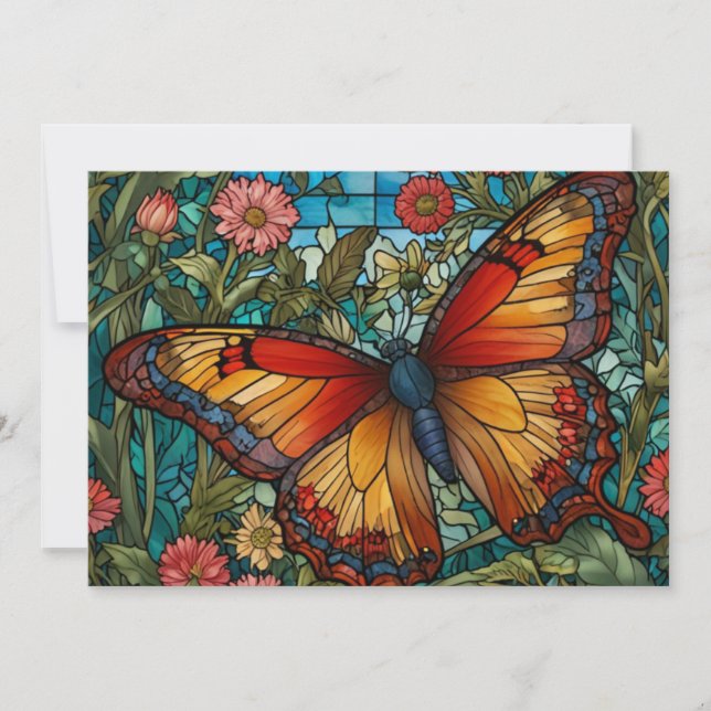 Elegant stain glass butterfly garden inbjudningar (Framsida)