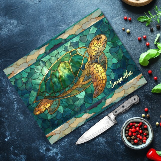 Elegant stained glass turtle personalized (Skapare uppladdad)