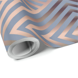 Elegant stålblå och sandfärgad modern chevron presentpapper