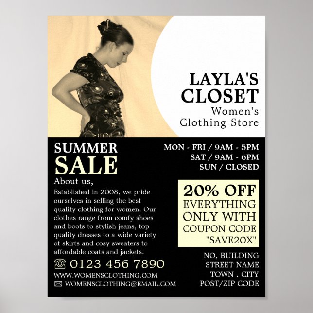 Elegant Stance, Women's Clothing Store Advertising Poster (Framsidan)