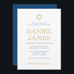 Elegant Star av David Pub Mitzvah-Navy Guld Inbjudningar<br><div class="desc">Använda mallformuläret för att anpassa inbjudan. Ändra färg,  typsnitt och layout med hjälp av de avancerade redigeringsmenyerna.</div>