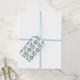 Elegant Star of David Hanukkah Sameach Presentetikett