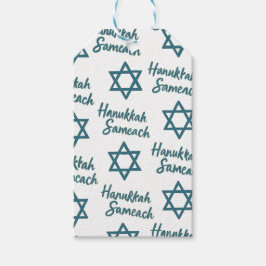 Elegant Star of David Hanukkah Sameach Presentetikett