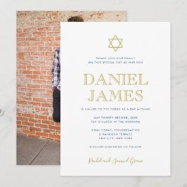Elegant Star, Photo on Back, Pub Mitzvah Inbjudningar