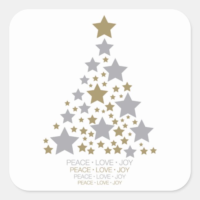 Elegant star träd fyrkantigt klistermärke (Framsida)