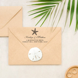 Elegant Starfish Beach Wedding Returadress Självfärgande Stämpel