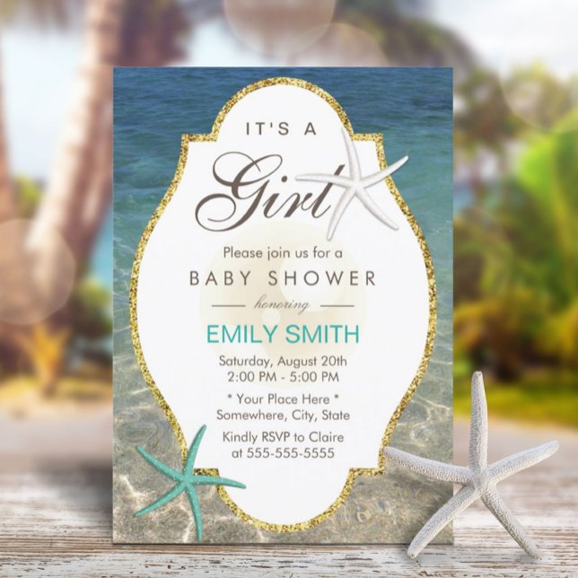 Elegant Starfish Tropical Beach Baby Shower Inbjudningar (Skapare uppladdad)