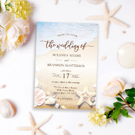 Elegant Starfish Tropical Beach Wedding Inbjudningar