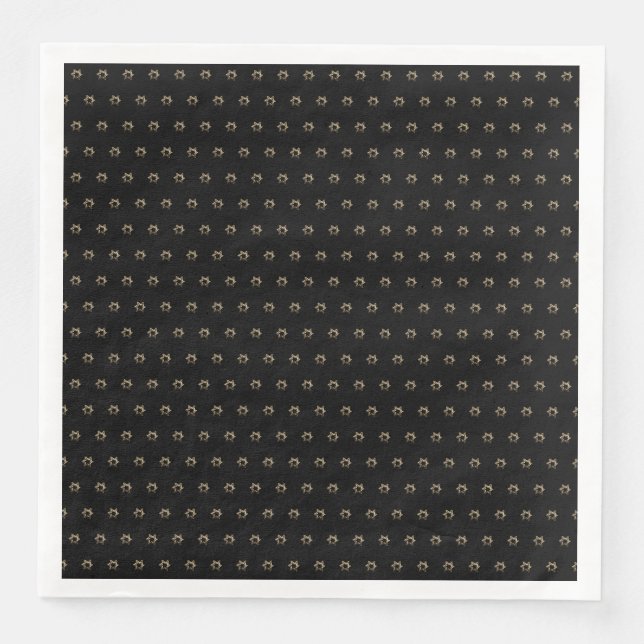 Elegant Starry Mönster Modern Black och Guld Pappersservett (Framsida)